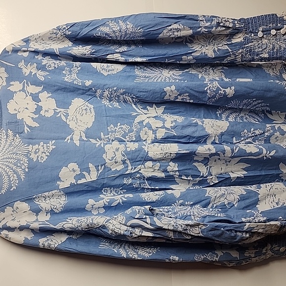 House Of Lacuna Womens Blue Floral Tuscany Boho Romantic Feminine Top Sz M/L - Picture 11 of 13